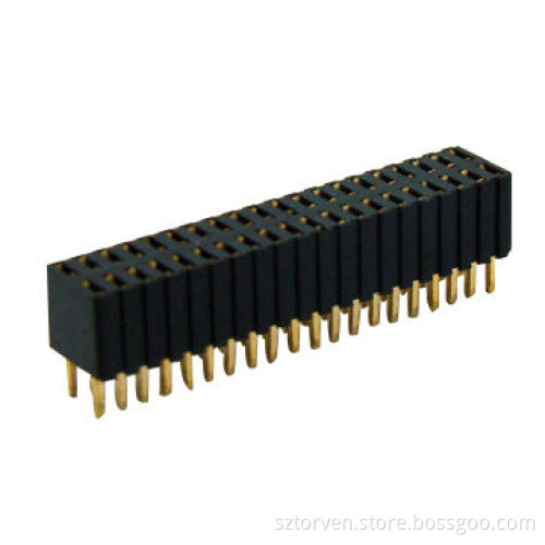 Female Header, 1.27mm Dual-row Straight, 4.6mm Dip Type Height, 04 to 100-pin